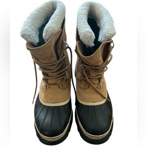 Sorel Caribou fleece-trimmed nubuck and rubber snow boots size 10 Women’s